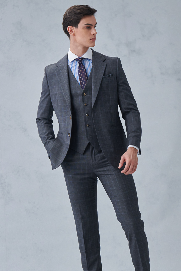 SST&C #Milan Series  Gray Check Pattern Slim Fit Suit Jacket | 0112210002  (Outlet)_1
