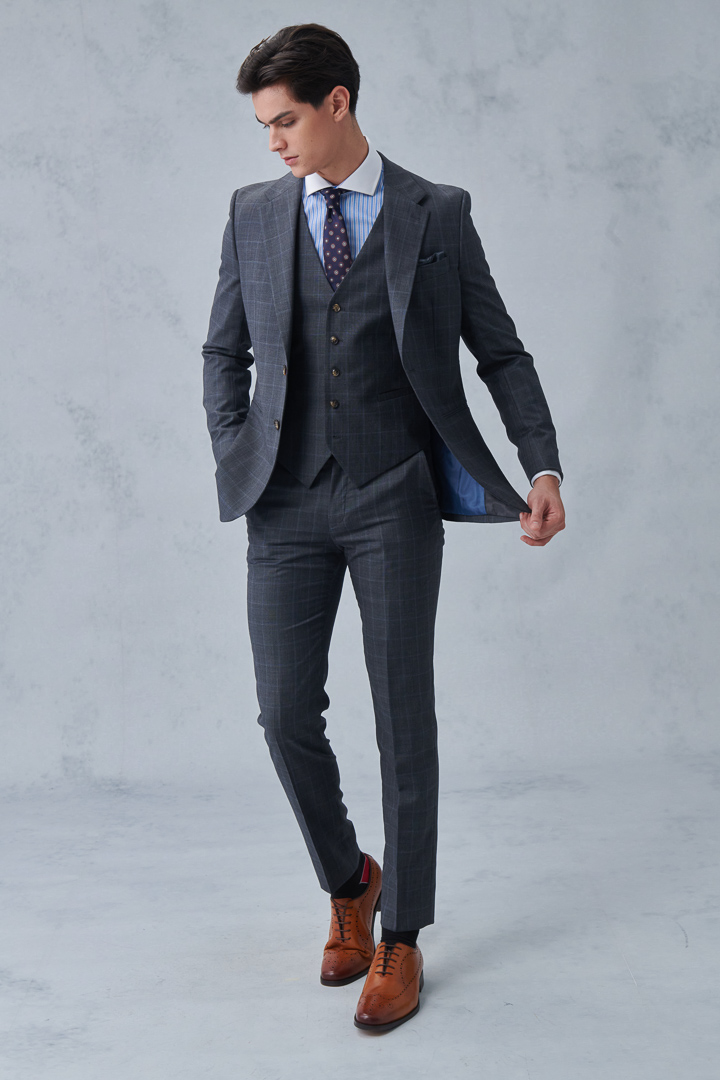 SST&C #Milan Series  Gray Check Pattern Slim Fit Suit Jacket | 0112210002  (Outlet)_2