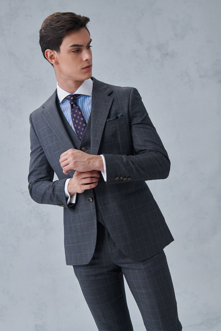 SST&C #Milan Series  Gray Check Pattern Slim Fit Suit Jacket | 0112210002  (Outlet)_3