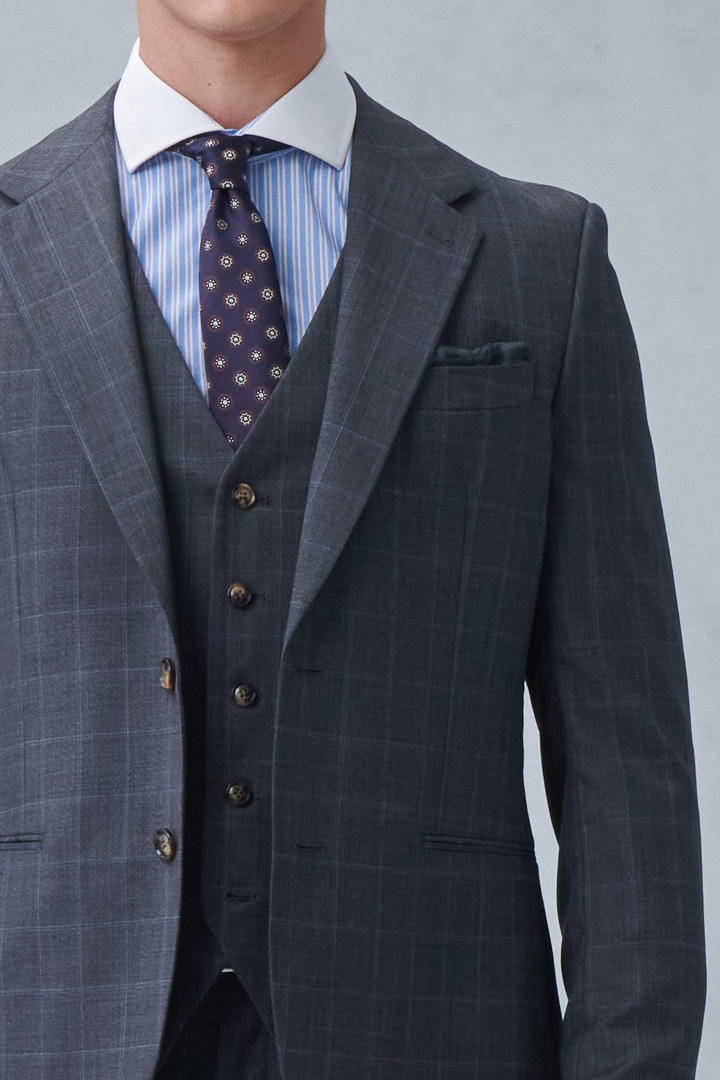 SST&C #Milan Series  Gray Check Pattern Slim Fit Suit Jacket | 0112210002  (Outlet)_4