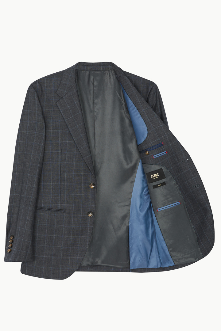 SST&C #Milan Series  Gray Check Pattern Slim Fit Suit Jacket | 0112210002  (Outlet)_7