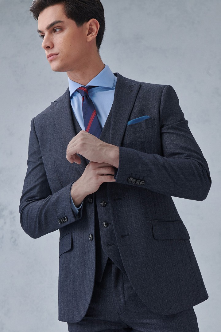 SST&C #Machine Washable Series  Dark Gray Textured Slim Fit Suit Jacket | 0112210004  (Outlet)_0