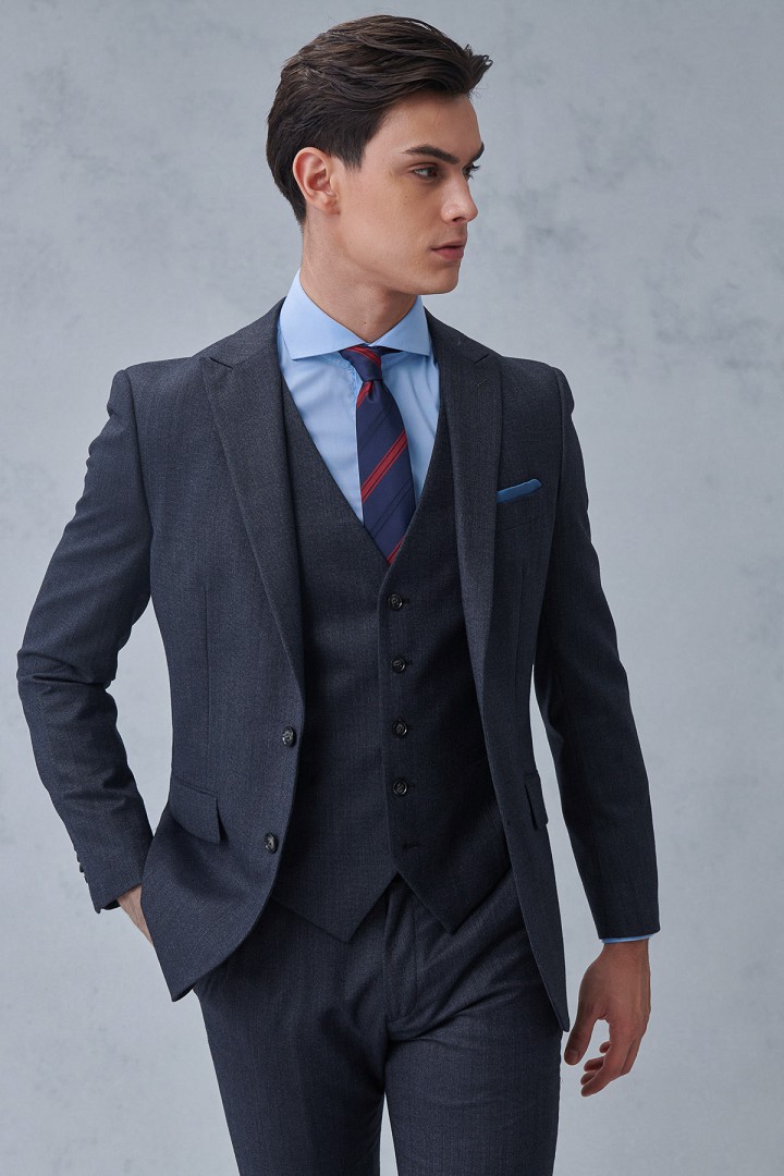 SST&C #Machine Washable Series  Dark Gray Textured Slim Fit Suit Jacket | 0112210004  (Outlet)_2