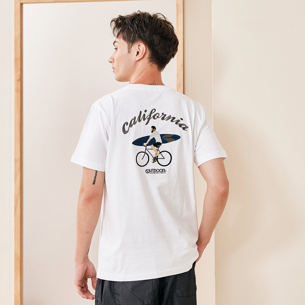 【OUTDOOR】腳踏車刺繡T恤-白色 ODC5244EWT (ODCLO)