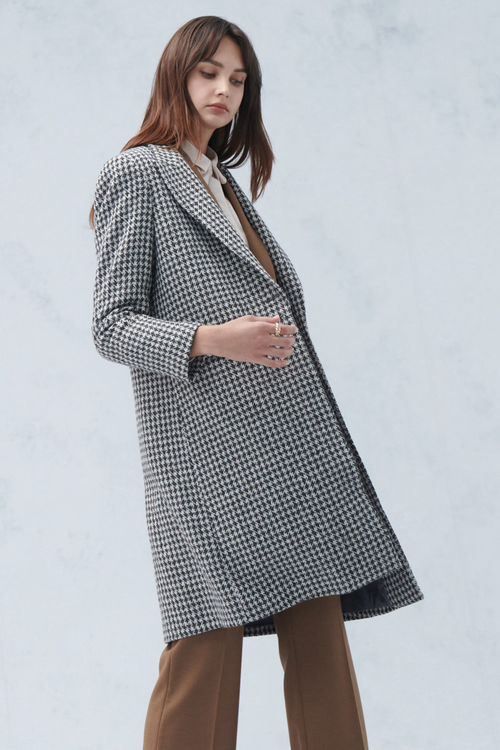 SST&C #Online Exclusive  Brown Houndstooth Collar Wool Blend Coat | 8162210004  (Outlet)_5