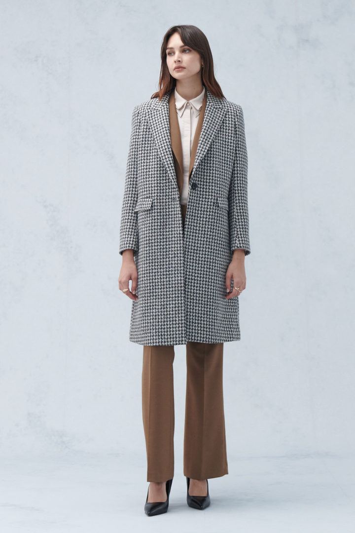 SST&C #Online Exclusive  Brown Houndstooth Collar Wool Blend Coat | 8162210004  (Outlet)_6