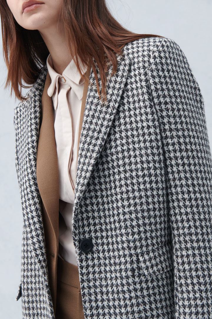 SST&C #Online Exclusive  Brown Houndstooth Collar Wool Blend Coat | 8162210004  (Outlet)_7