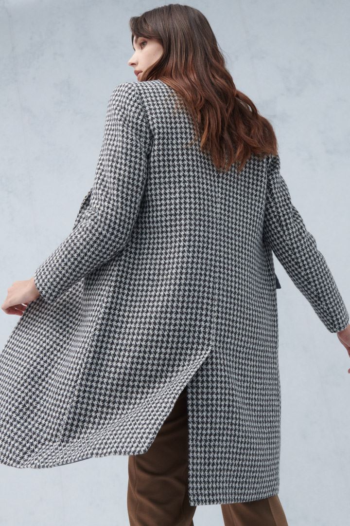 SST&C #Online Exclusive  Brown Houndstooth Collar Wool Blend Coat | 8162210004  (Outlet)_8