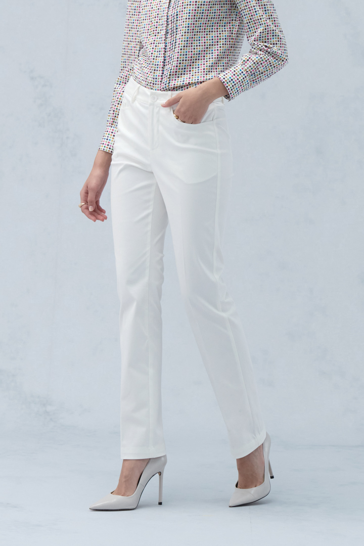 SST&C Women'S White Standard Fit Low Waist Small Straight Trousers | 8262210001  (Outlet)_0