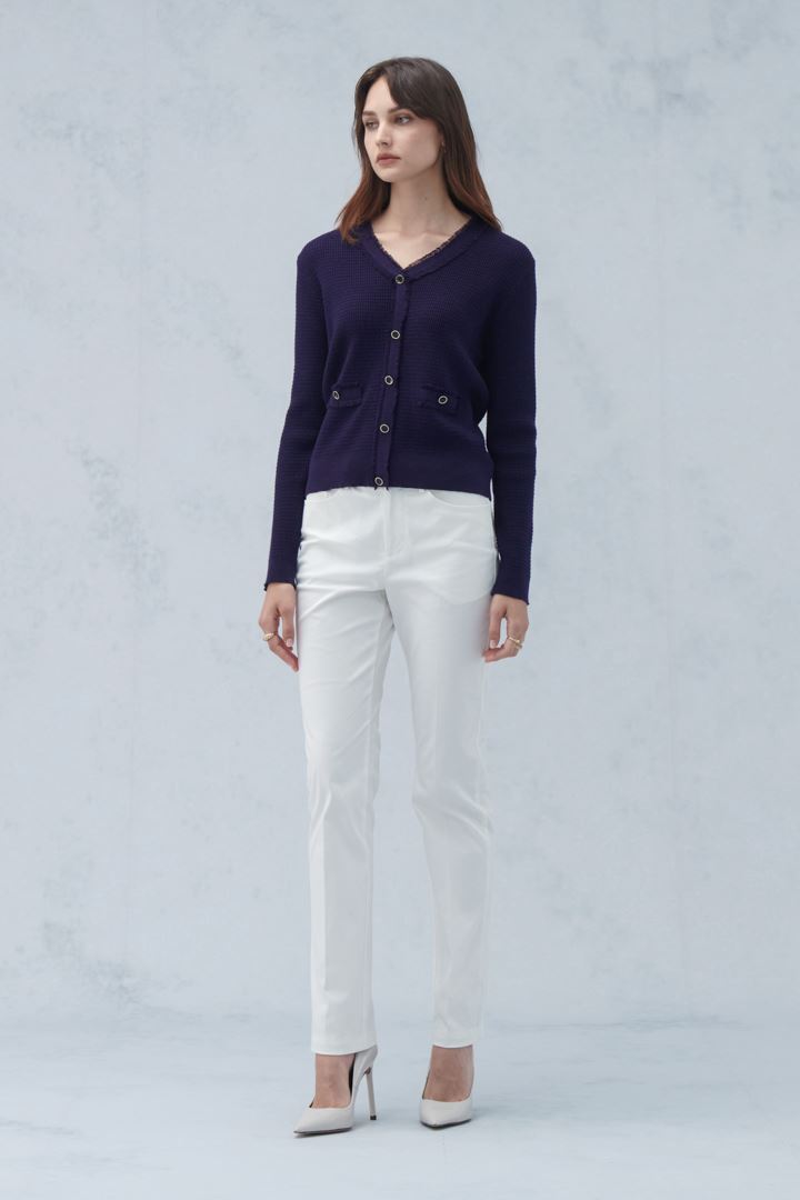 SST&C Women'S White Standard Fit Low Waist Small Straight Trousers | 8262210001  (Outlet)_1