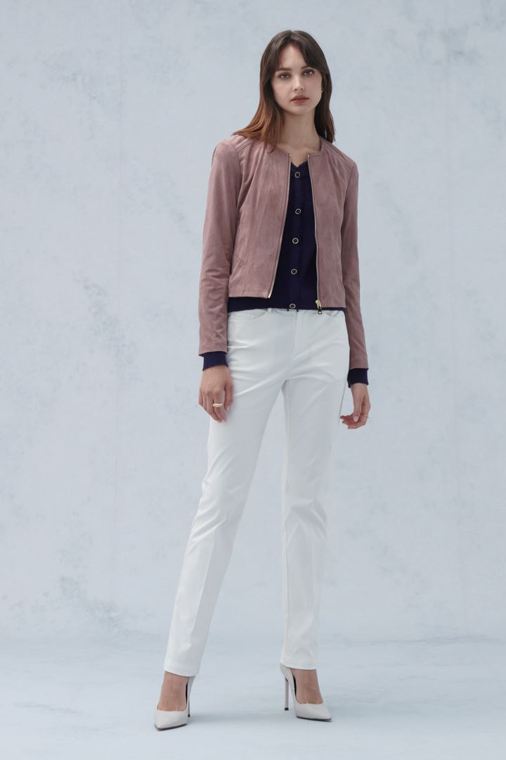 SST&C Women'S White Standard Fit Low Waist Small Straight Trousers | 8262210001  (Outlet)_2