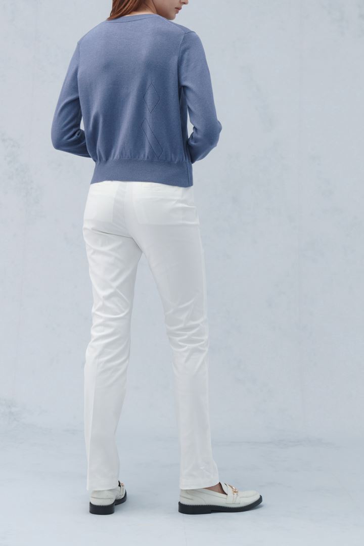 SST&C Women'S White Standard Fit Low Waist Small Straight Trousers | 8262210001  (Outlet)_3