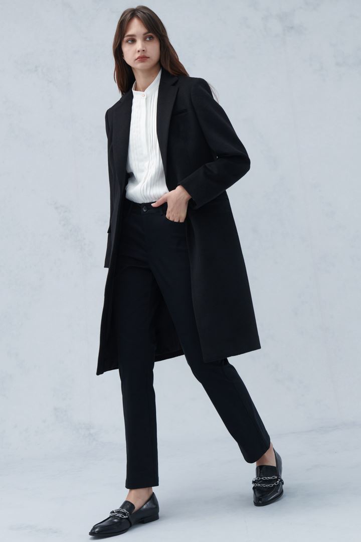 SST&C Women'S Black Standard Fit Low Waist Small Straight Trousers | 8262210003  (Outlet)_6