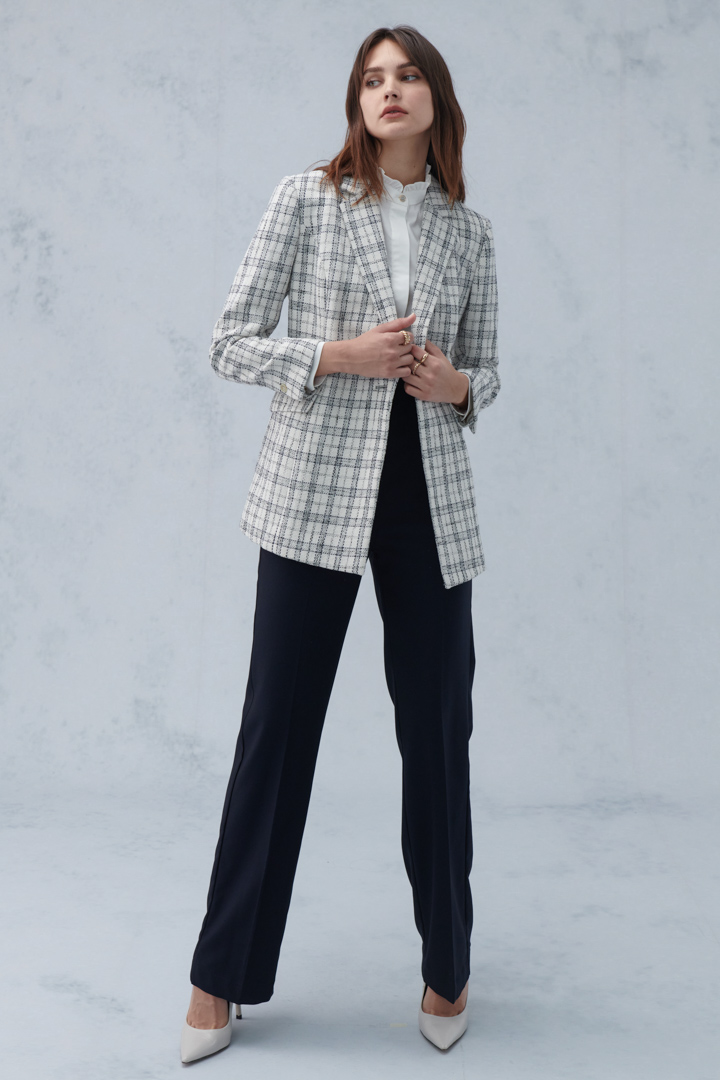 SST&C Women'S Dark Blue Loose Fit High Waist Slightly Flared Leg-Revealing Trousers | 8262210004  (Outlet)_3