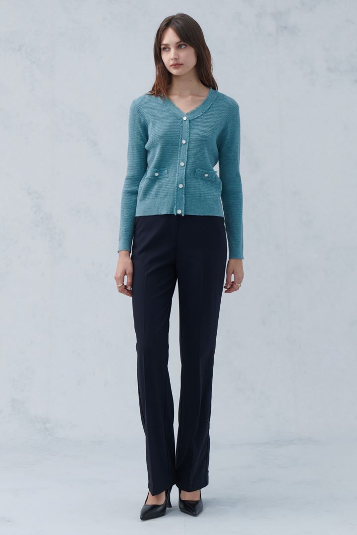SST&C Women'S Dark Blue Loose Fit High Waist Slightly Flared Leg-Revealing Trousers | 8262210004  (Outlet)_5