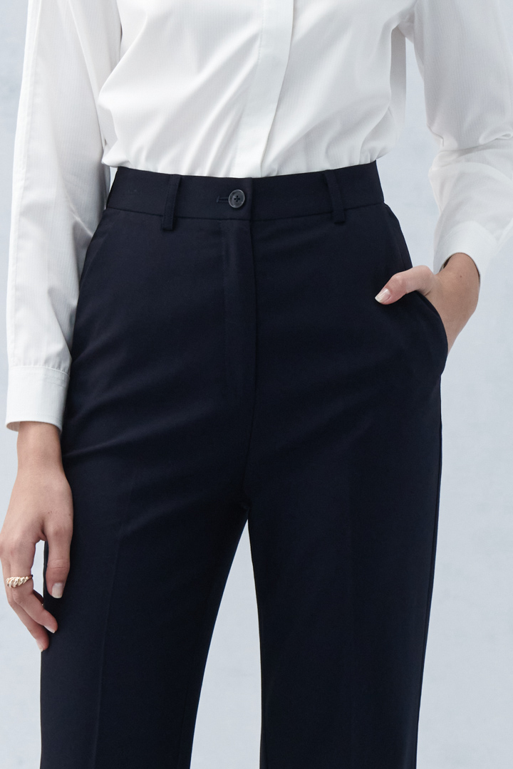 SST&C Women'S Dark Blue Loose Fit High Waist Slightly Flared Leg-Revealing Trousers | 8262210004  (Outlet)_7