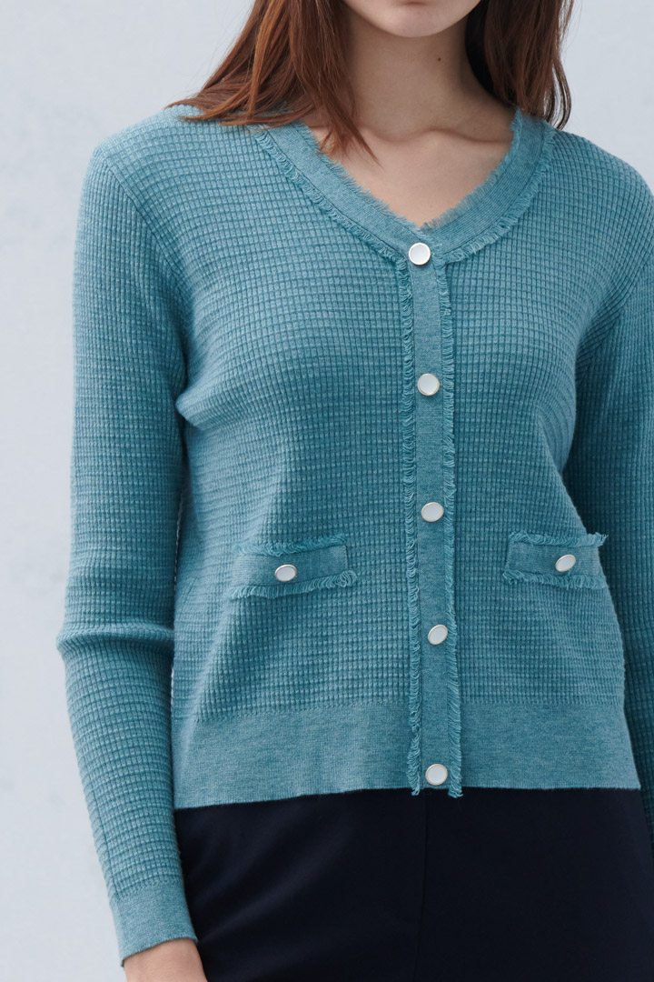 SST&C #Online Exclusive  Women'S Diamond Green V-Neck Raw Edge Sweater | 8662210002  (Outlet)_6