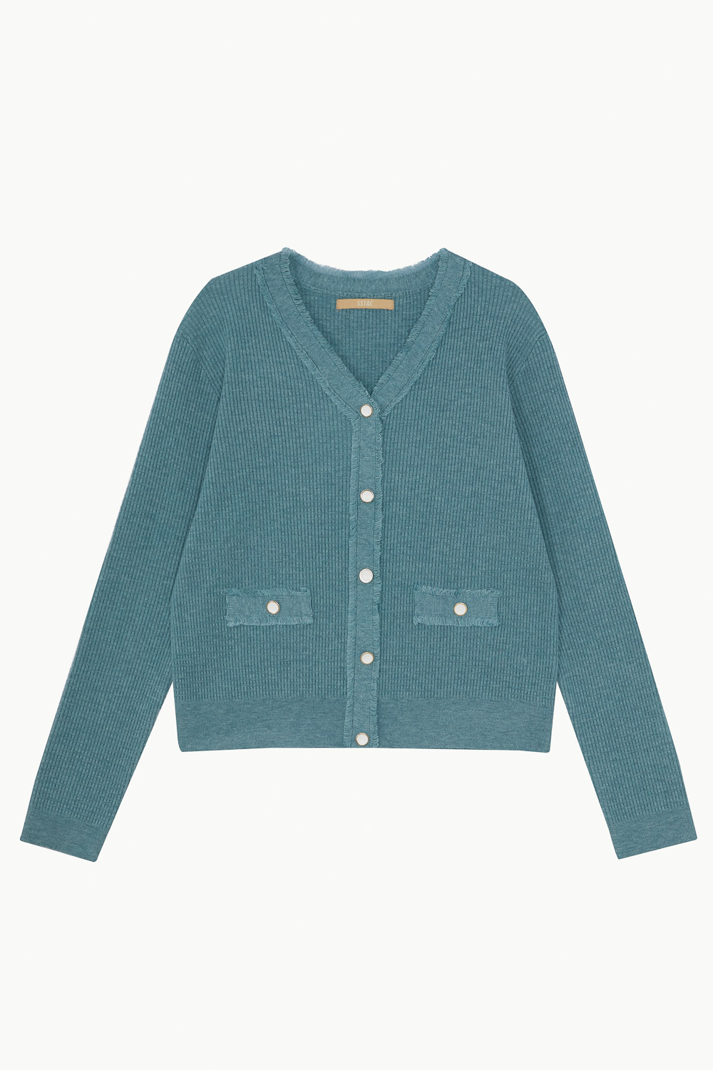 SST&C #Online Exclusive  Women'S Diamond Green V-Neck Raw Edge Sweater | 8662210002  (Outlet)_8