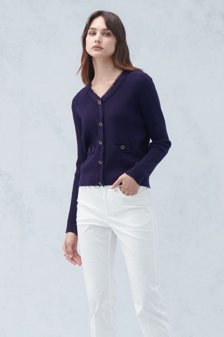 SST&C #Online Exclusive  Women'S Starry Sky Purple V-Neck Raw Edge Sweater | 8662210003  (Outlet)_4
