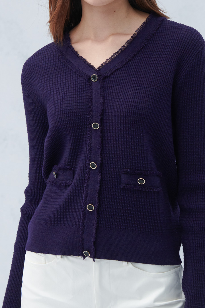 SST&C #Online Exclusive  Women'S Starry Sky Purple V-Neck Raw Edge Sweater | 8662210003  (Outlet)_6