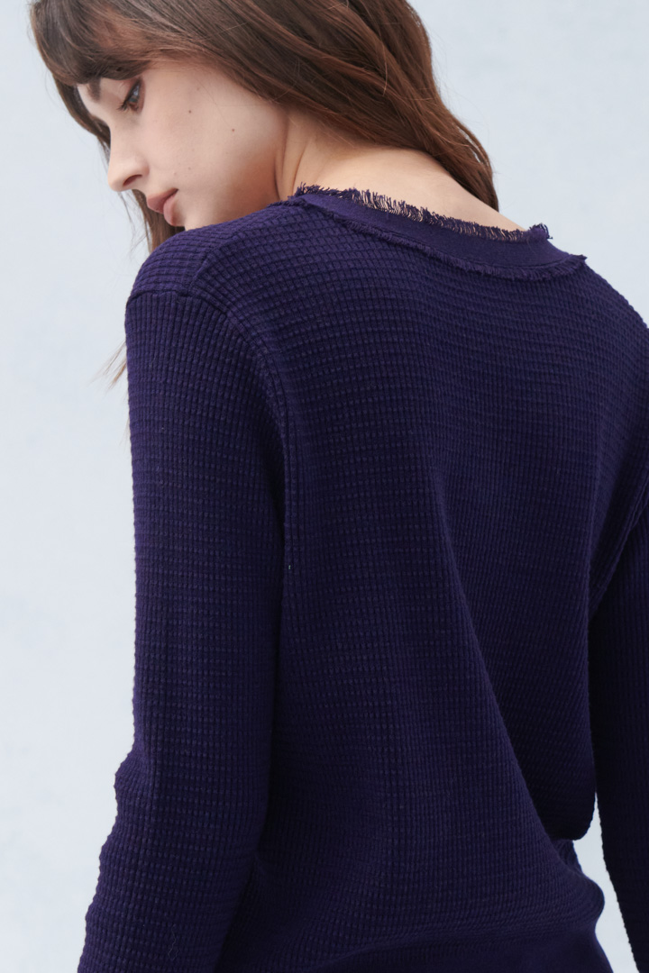 SST&C #Online Exclusive  Women'S Starry Sky Purple V-Neck Raw Edge Sweater | 8662210003  (Outlet)_7