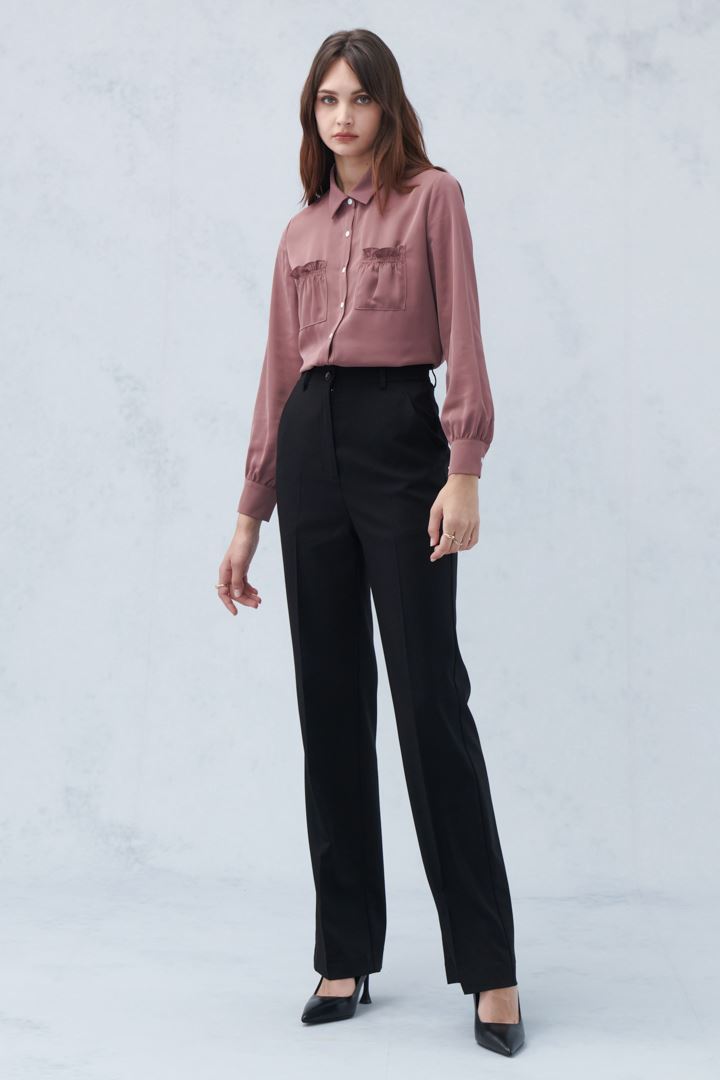 SST&C Amber Brown Shirt Collar Cardigan Lace Pocket Top | 7662210004  (Outlet)_4