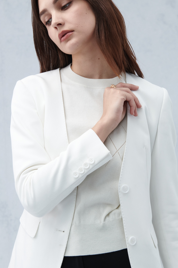 SST&C Women'S White V-Neck Strappy Suit Jacket | 7162210001  (Outlet)_8
