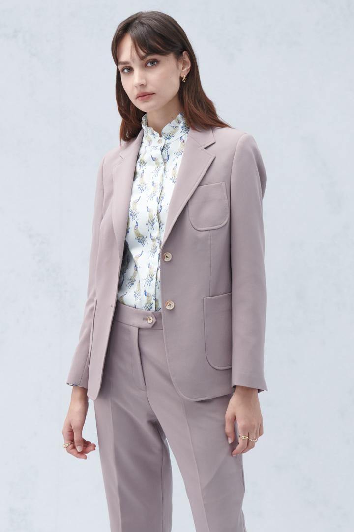 SST&C Women'S Matte Purple Square Collar Suit Jacket | 7162210006  (Outlet)_1