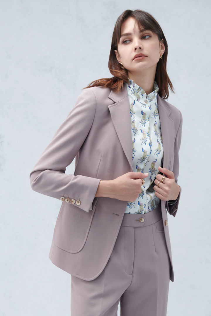 SST&C Women'S Matte Purple Square Collar Suit Jacket | 7162210006  (Outlet)_2