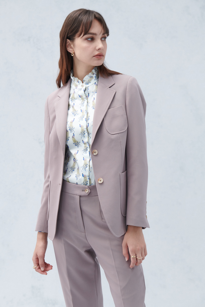 SST&C Women'S Matte Purple Square Collar Suit Jacket | 7162210006  (Outlet)_4