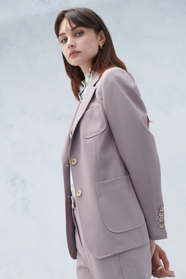 SST&C Women'S Matte Purple Square Collar Suit Jacket | 7162210006  (Outlet)_7