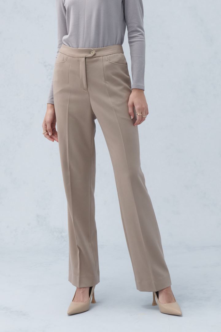 SST&C Women'S Light Khaki Comfortable Straight Suit Trousers | 7262210005  (Outlet)_0