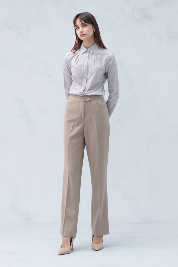 SST&C Women'S Light Khaki Comfortable Straight Suit Trousers | 7262210005  (Outlet)_1
