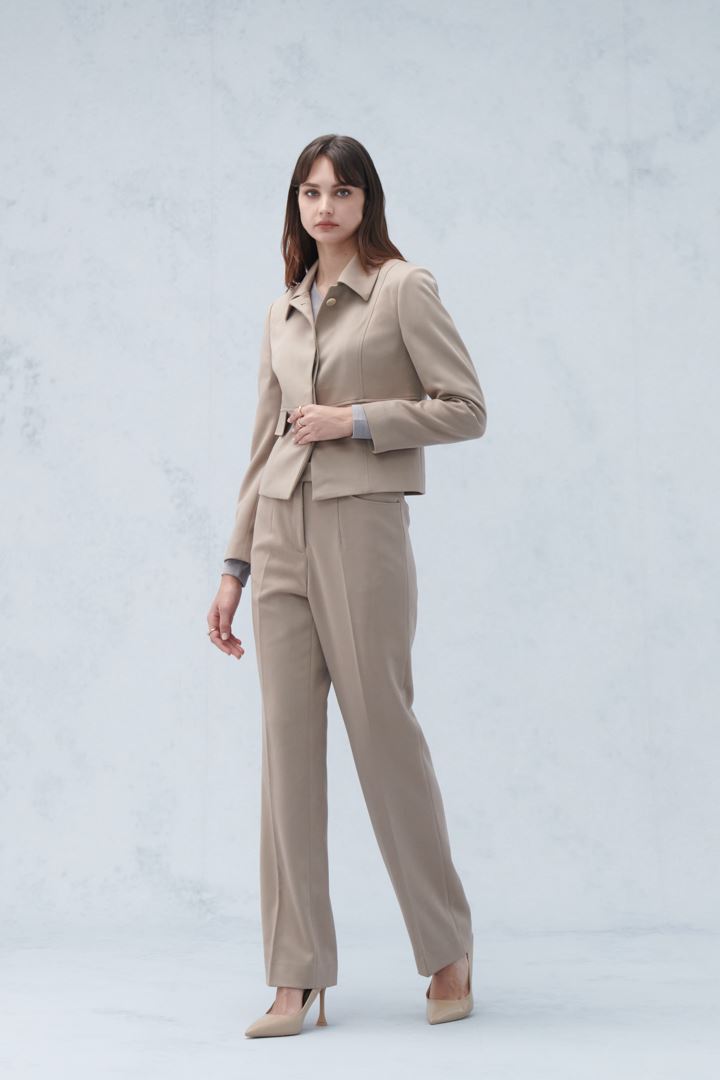 SST&C Women'S Light Khaki Comfortable Straight Suit Trousers | 7262210005  (Outlet)_5