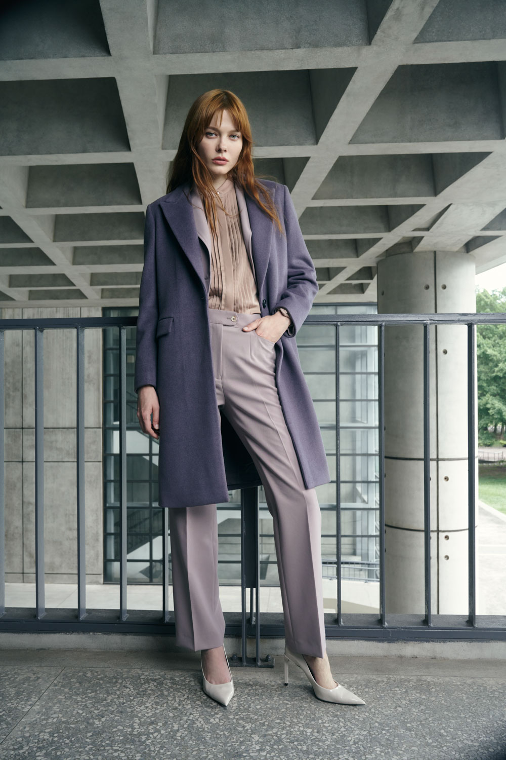 SST&C Women'S Fog Purple Comfortable Straight Suit Trousers | 7262210006  (Outlet)_0