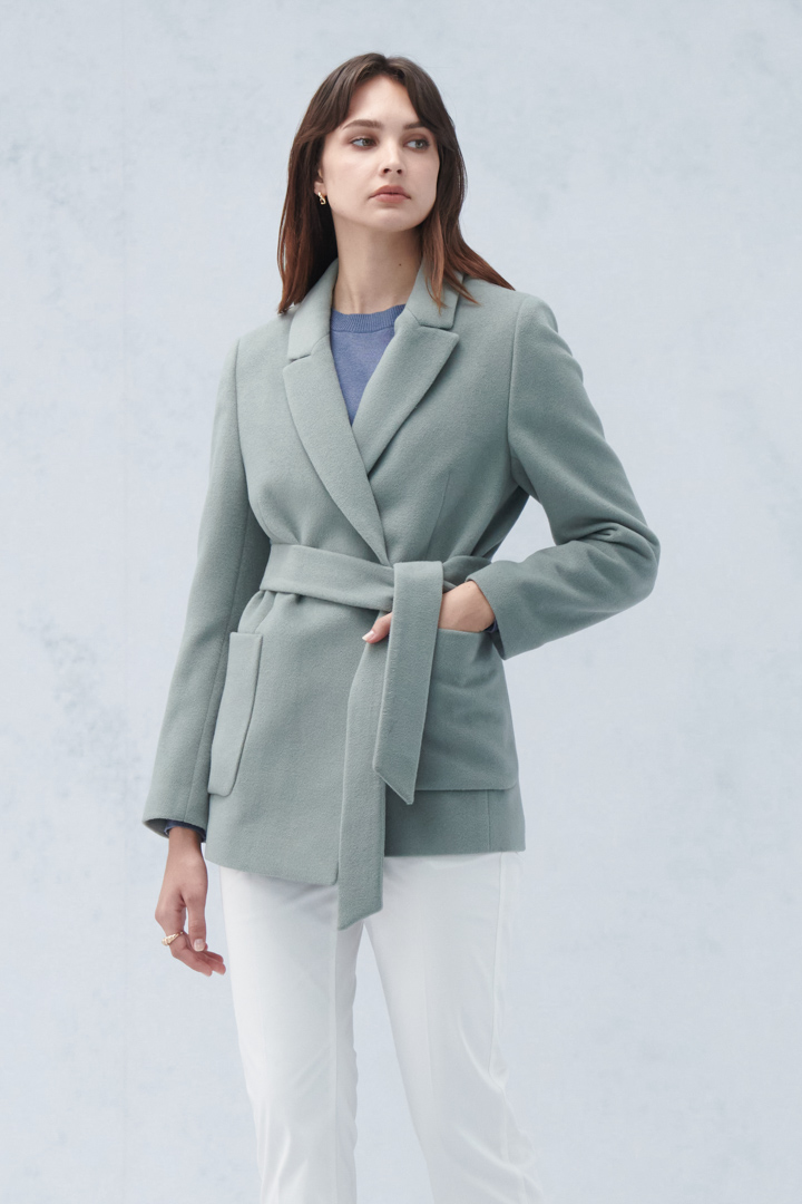 SST&C #Online Exclusive  Mid-Turquoise Strappy Peacoat | 8162210008  (Outlet)_1