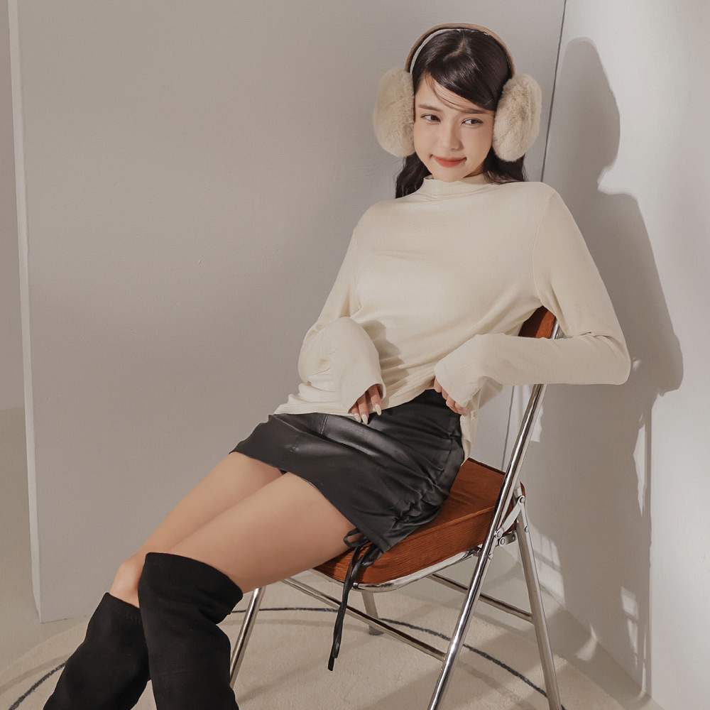 親膚柔軟立領上衣-杏【KT222834】_2