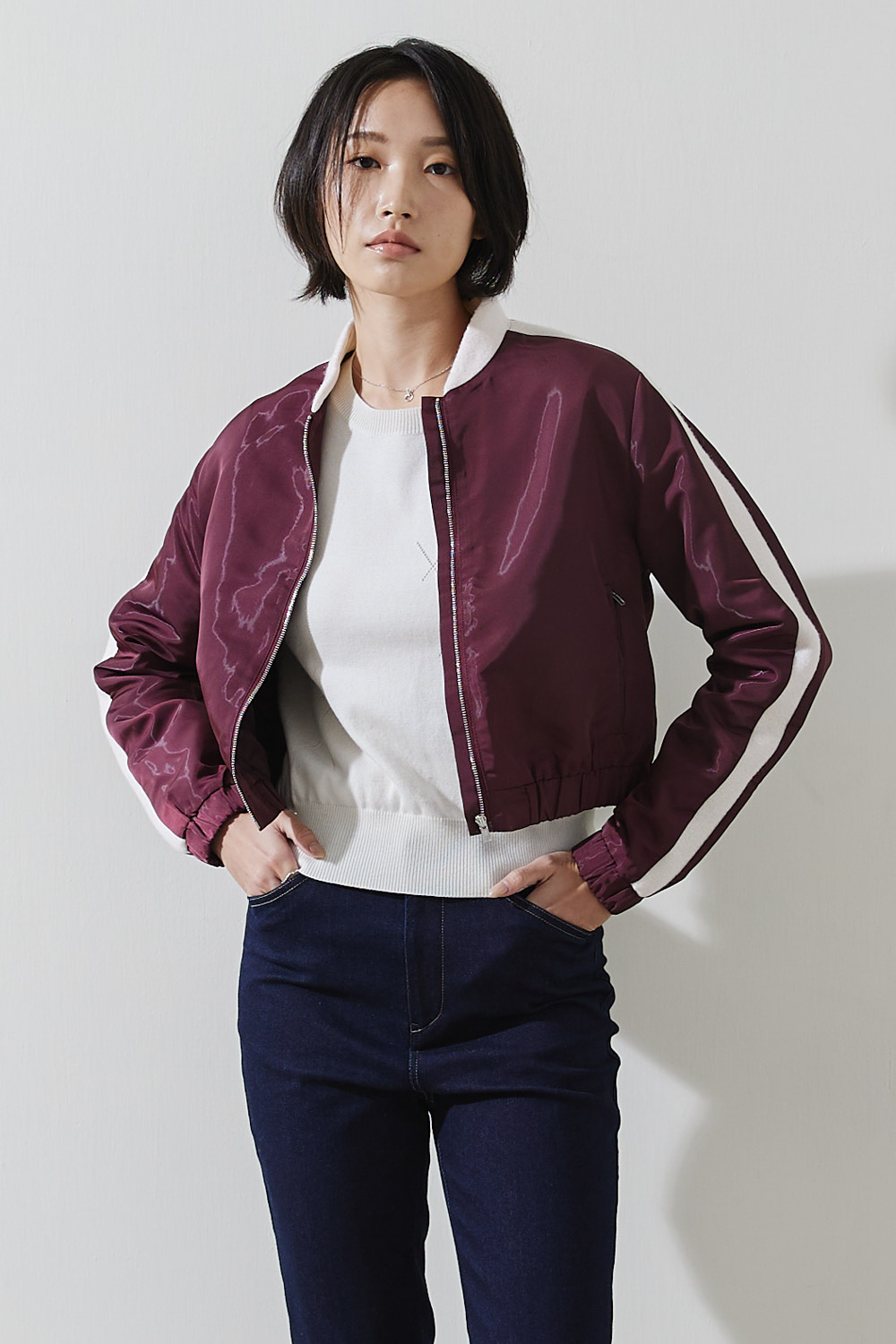SST&C #Online Exclusive  Burgundy Casual Windbreaker Jacket | 8161809008  (Outlet)_0