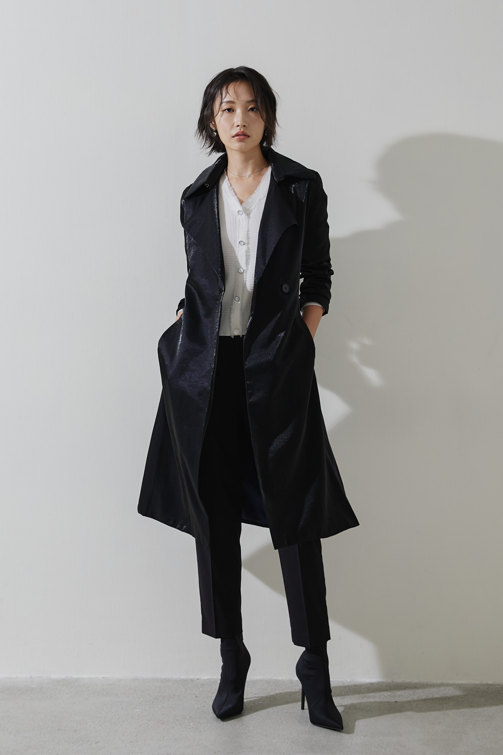 SST&C #Online Exclusive  Black Large Lapel Water-Repellent Windbreaker | 8161811008  (Outlet)_1