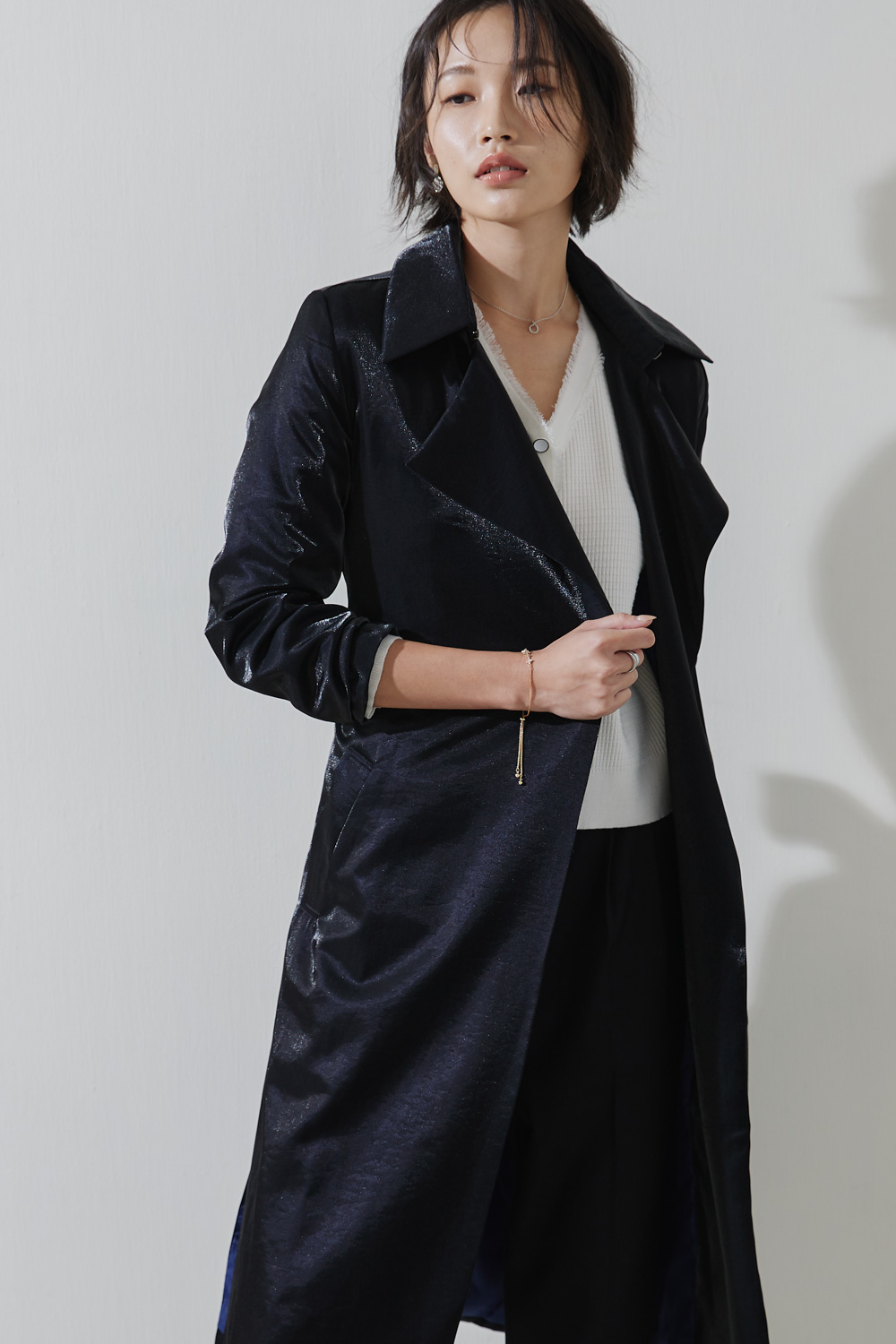 SST&C #Online Exclusive  Black Large Lapel Water-Repellent Windbreaker | 8161811008  (Outlet)_2