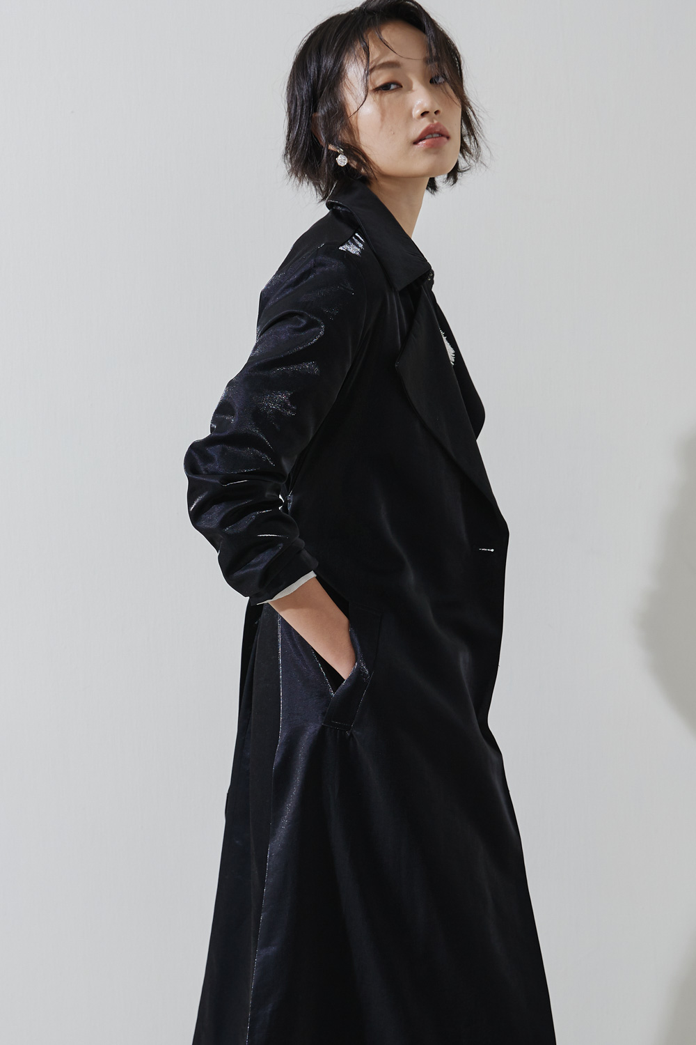 SST&C #Online Exclusive  Black Large Lapel Water-Repellent Windbreaker | 8161811008  (Outlet)_3
