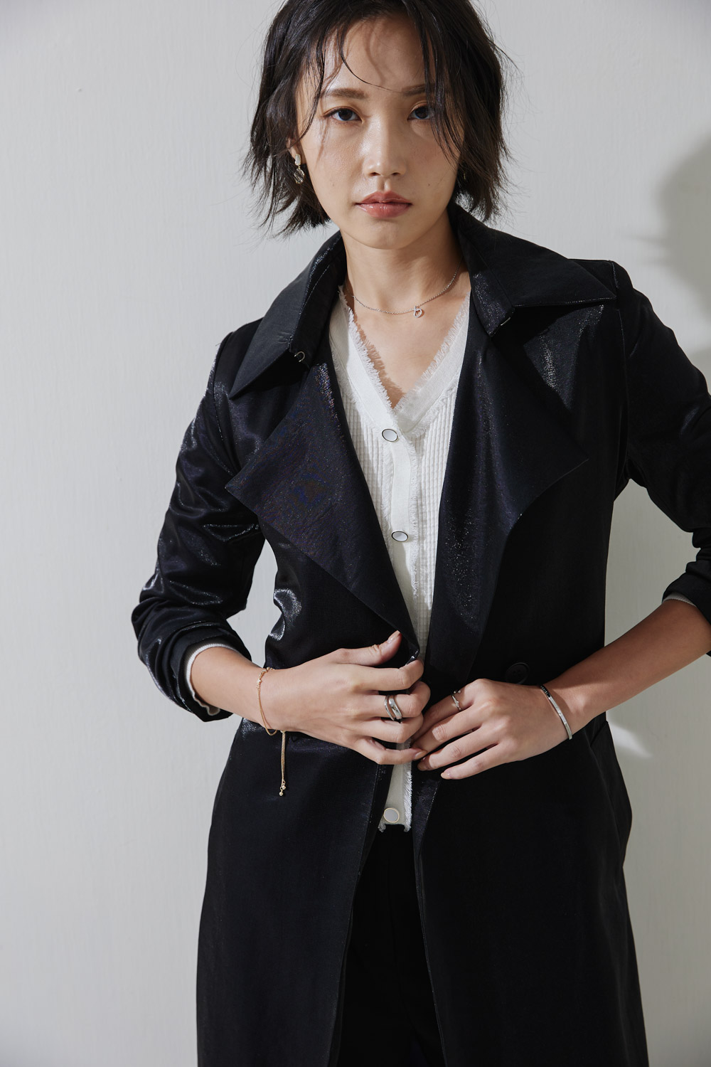 SST&C #Online Exclusive  Black Large Lapel Water-Repellent Windbreaker | 8161811008  (Outlet)_4