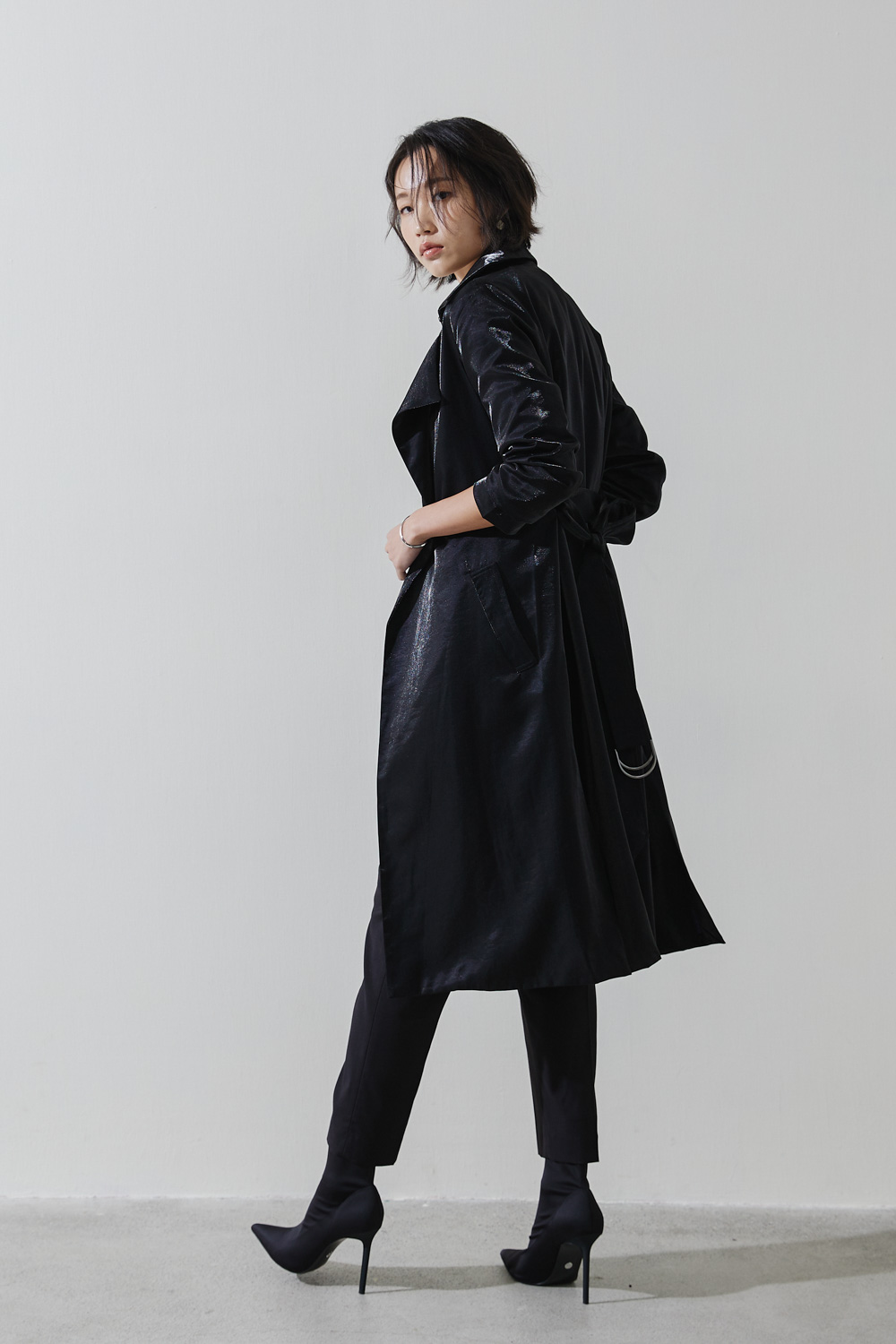 SST&C #Online Exclusive  Black Large Lapel Water-Repellent Windbreaker | 8161811008  (Outlet)_5