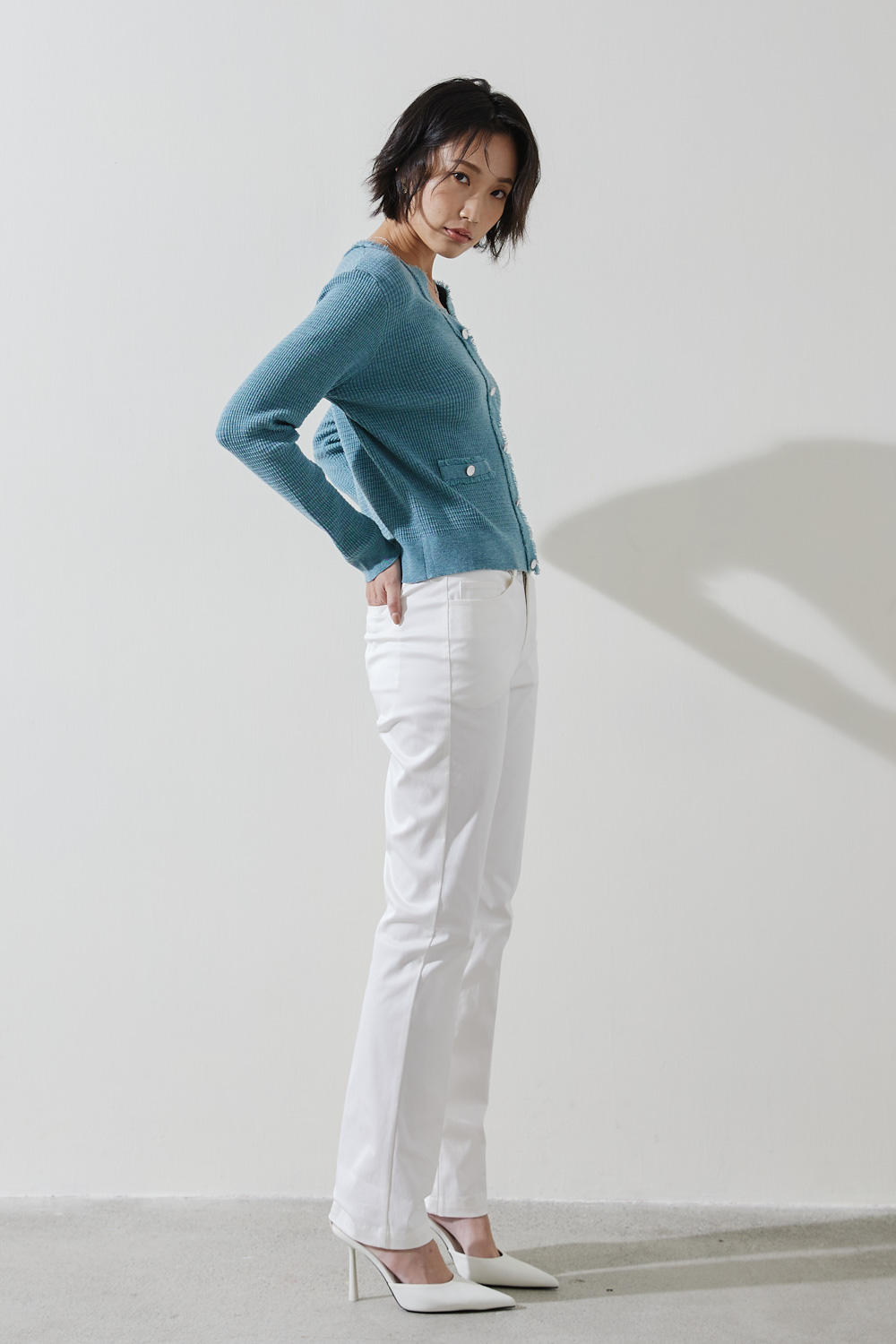SST&C #Online Exclusive  Women'S Diamond Green V-Neck Raw Edge Sweater | 8662210002  (Outlet)_4