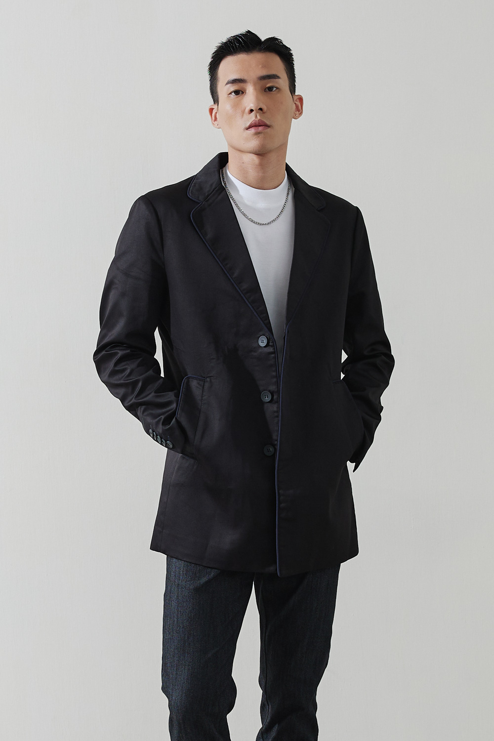 SST&C Black Trench Coat | 0612009004  (Outlet)_0