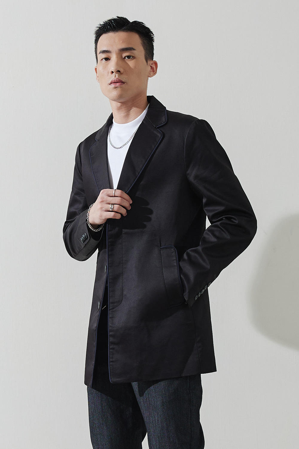 SST&C Black Trench Coat | 0612009004  (Outlet)_3