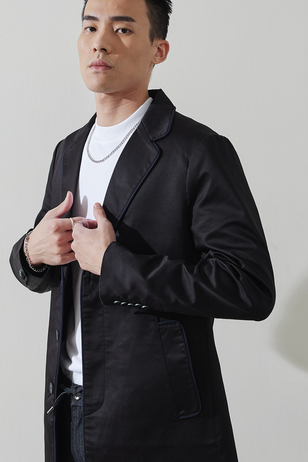 SST&C Black Trench Coat | 0612009004  (Outlet)_5