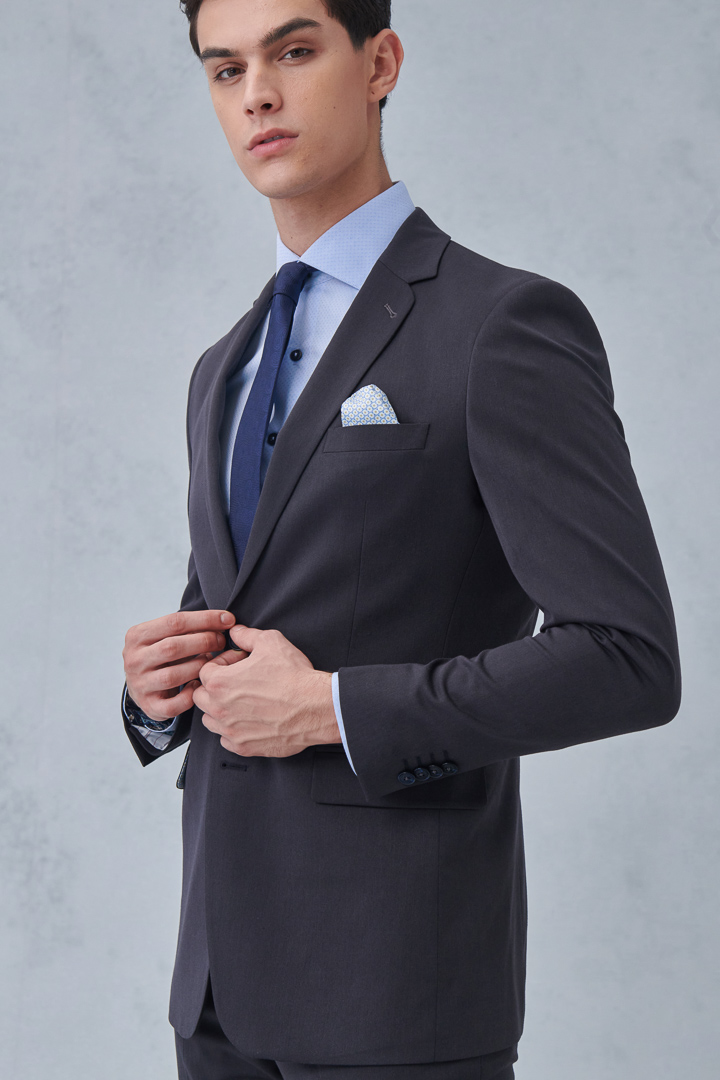 SST&C Charcoal Gray Slim Fit Suit Jacket | 0112211001  (Outlet)_0