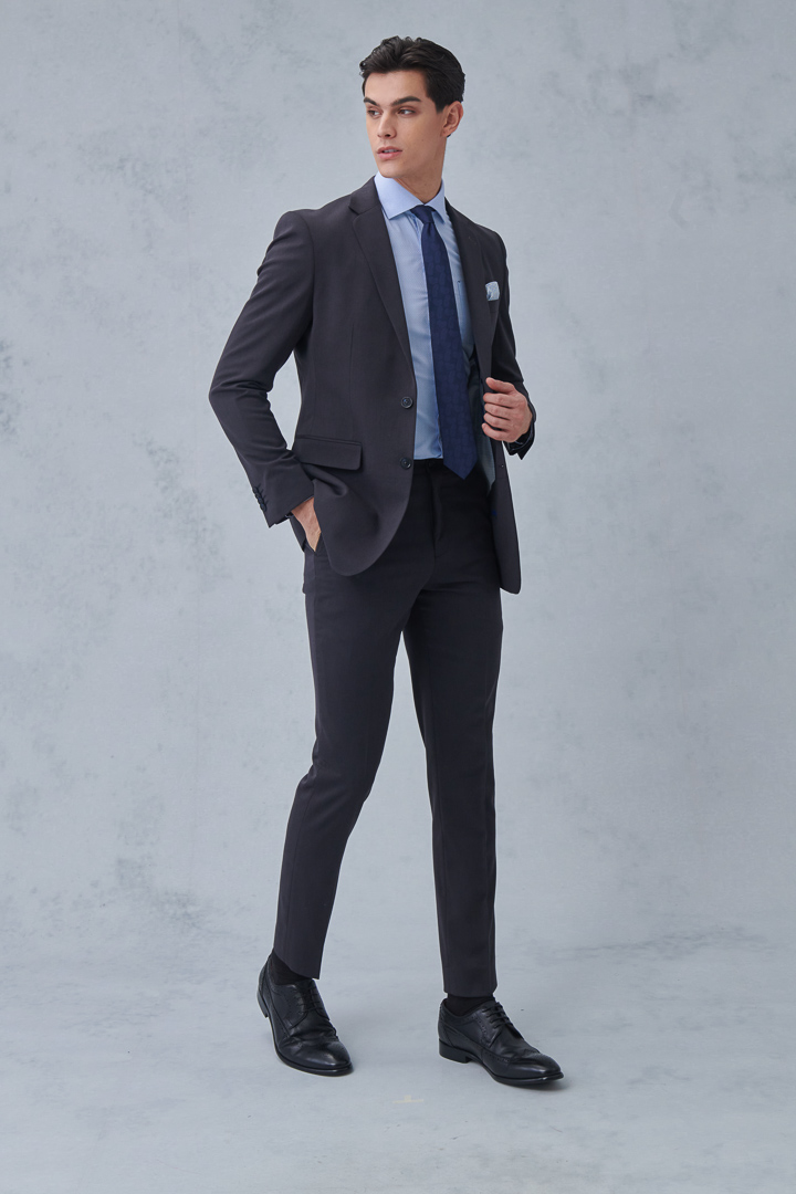 SST&C Charcoal Gray Slim Fit Suit Jacket | 0112211001  (Outlet)_3