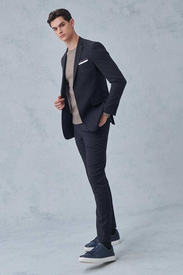 SST&C Black Pinstripe Pattern Tailored Suit Jacket | 0112211002  (Outlet)_3